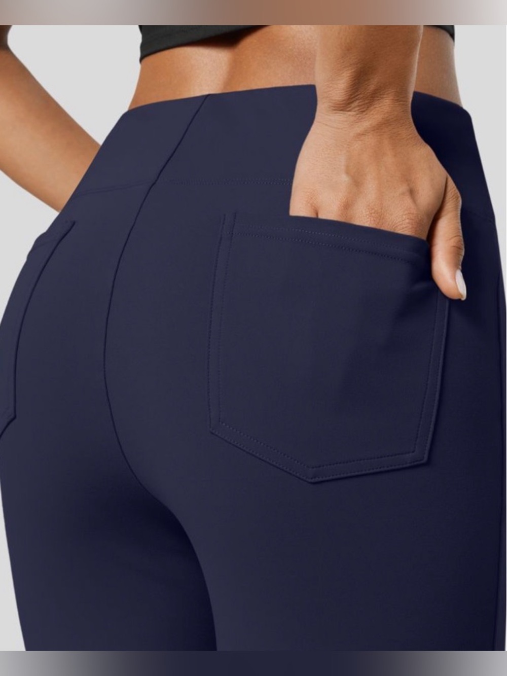 HALARA Flex™ High Waisted Back Side Pocket Slight Flare Work Pants - Picture 3 of 5